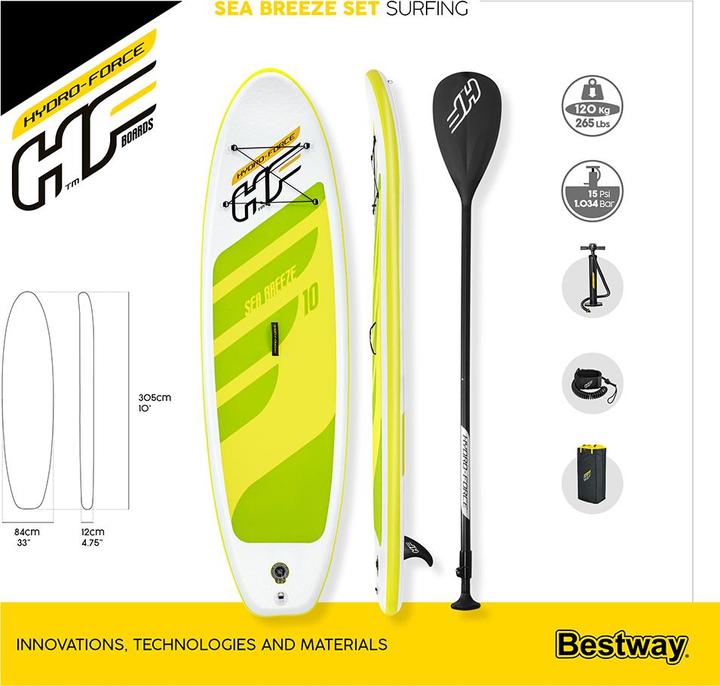 Actual product image Bestway HF SUP Set Sea Breeze 305x84x12cm (10')