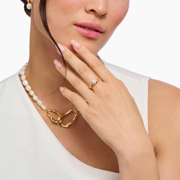 Produktbild Thomas Sabo Ring mit Perle Natural Beauty vergoldet (56, 925 Silber)