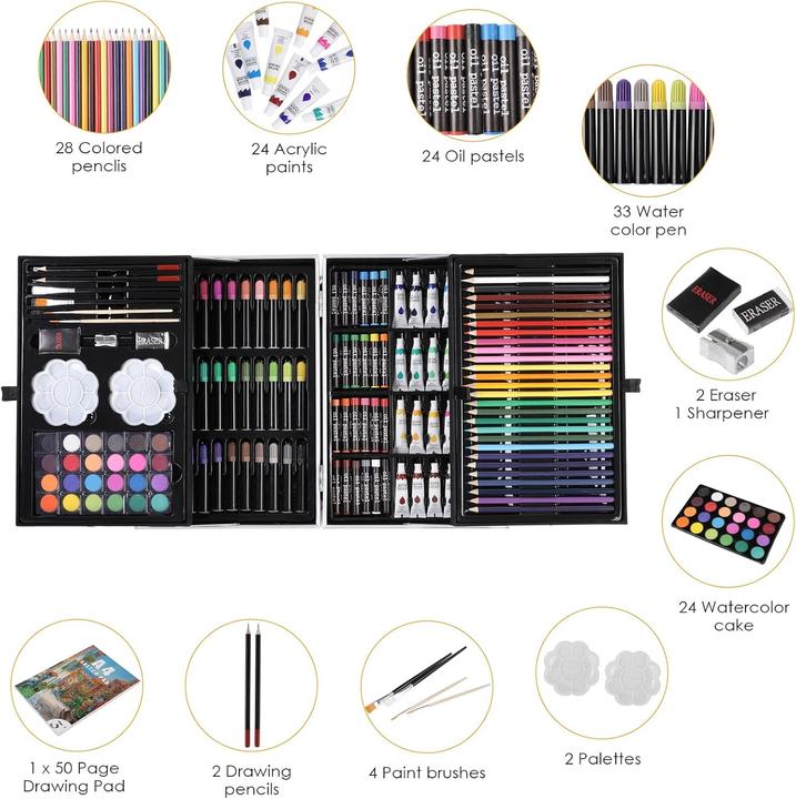 Actual product image Zezirdas 146-piece children's colouring set incl. storage case and sketchbook
