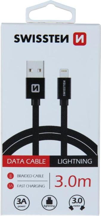 Image du produit Swissten Câble de données textile USB / Lightning 3.0 M (3 m, USB 3.0)