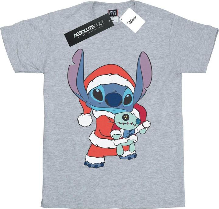 Actual product image Disney Girls Lilo And Stitch Stitch Christmas Cotton T-Shirt (152, 158)