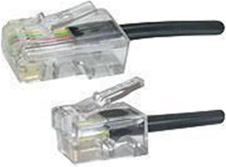 Produktbild Black 2 meter flat telephone cable with RJ11 and RJ45 connectors. Rj45-rj11 cable black 2.00m