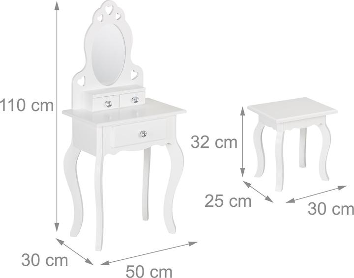 Image du produit Relaxdays Coiffeuse pour enfants (50 x 30 x 110 cm)