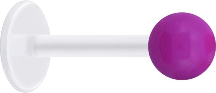 Star Piercing Micro Labret transparent mit Kugel Neon violett (Acryl, ohne Messing, Bioflex)