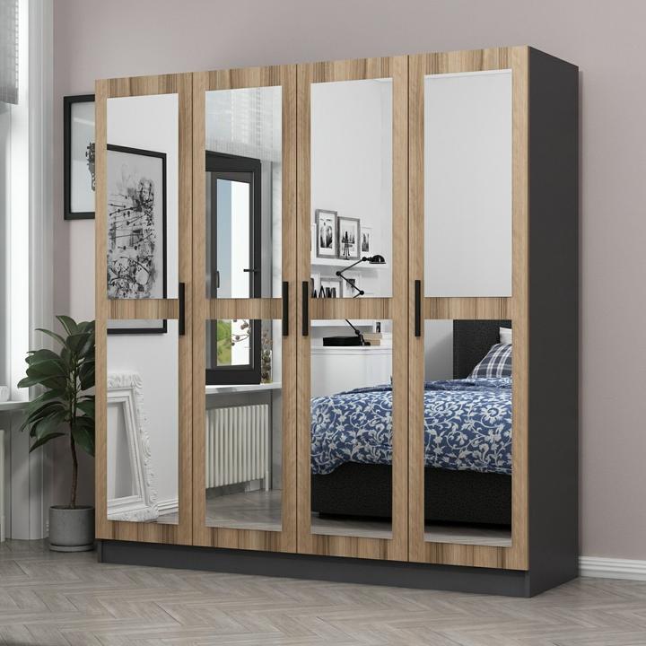 Actual product image Skye Decor Kale Mirror Four Door Wardrobe