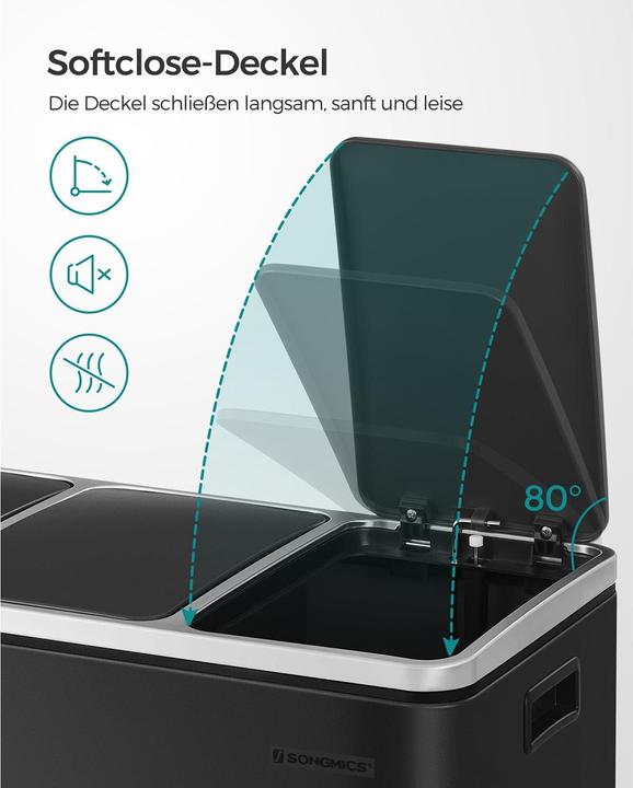Produktbild Songmics Mülltrenner 3 x 18,0 l schwarz (54 l)