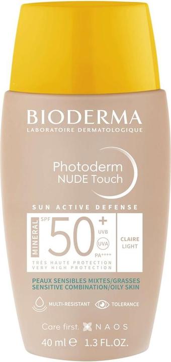Actual product image Bioderma Photoderm Nude Touch Mineral SPF50+ claire (Sun cream face, SPF 50, 40 ml)