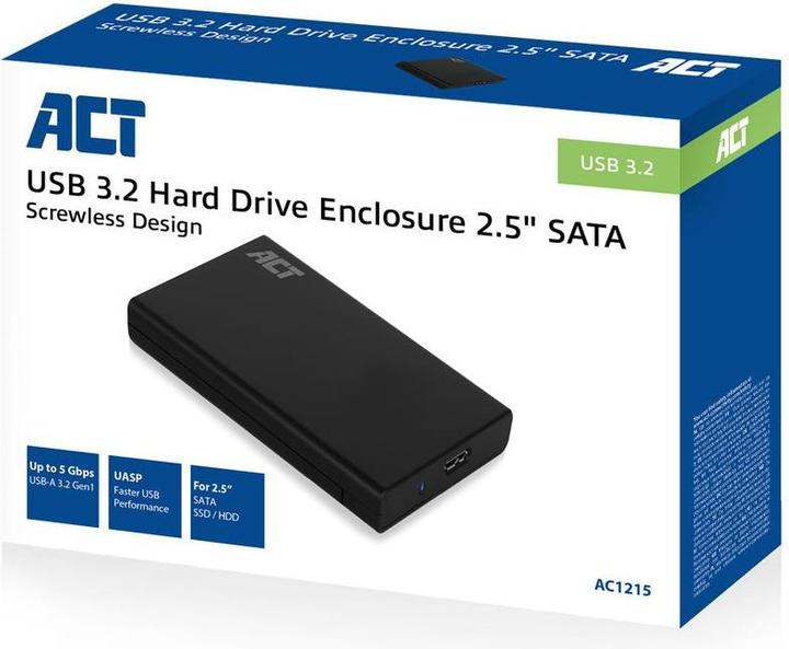 Actual product image 2.5" SATA hard drive enclosure, screwless, USB 3.2 Gen1 (2.5")
