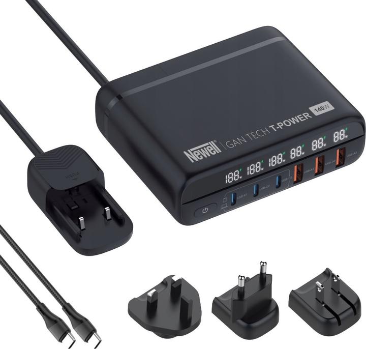 Actual product image Newell Mains charger with a set of GaN Tech T-Power 140 W adapters (140 W)