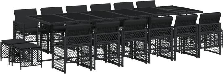 Produktbild VidaXL Gartenmöbel Essgruppe Gartengarnitur Sitzgruppe 17tlg Schwarz Poly Rattan (330 cm)
