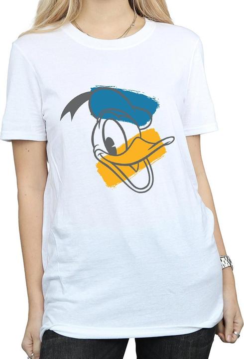Actual product image Disney Womens/Ladies Donald Duck Head Cotton Boyfriend T-Shirt (L)