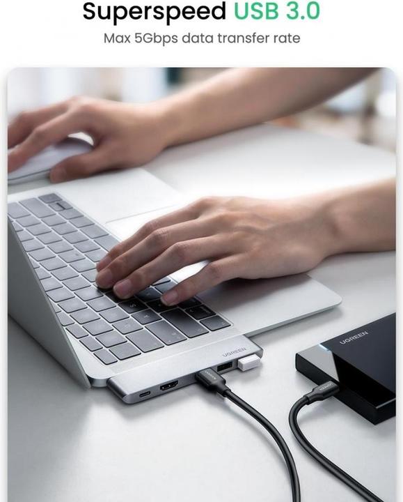 Actual product image Ugreen 5 in 2 -C Hub (USB-C, 5 Ports)