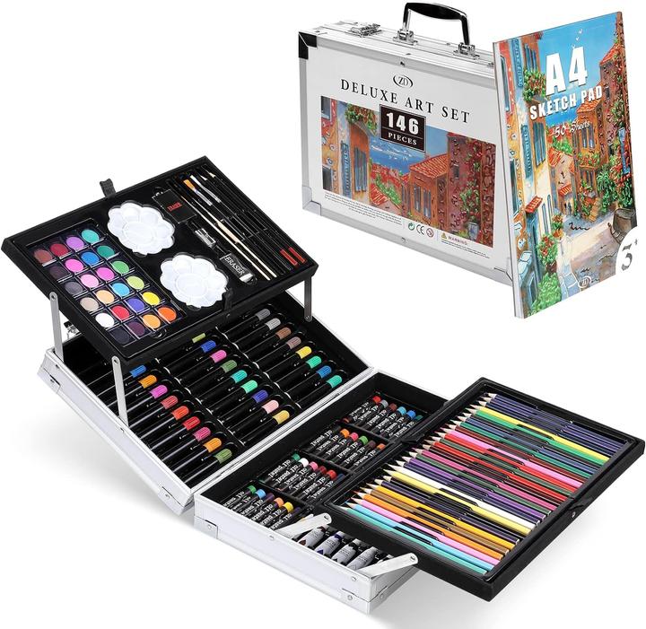 Actual product image Zezirdas 146-piece children's colouring set incl. storage case and sketchbook