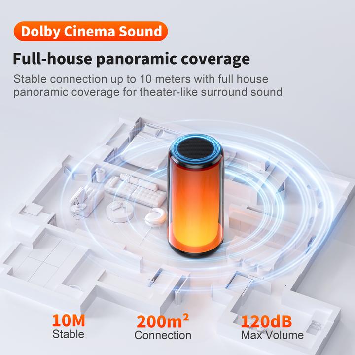 Image du produit Qere Enceinte Bluetooth 5.3 HF33 10W 3D Surround Sound lumière LED IPX5 & USB-C (5 h)
