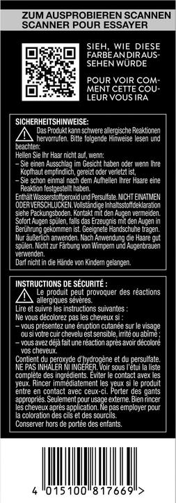 Nährwerte und Zutaten Syoss Platin (13 5 Platin Aufheller)