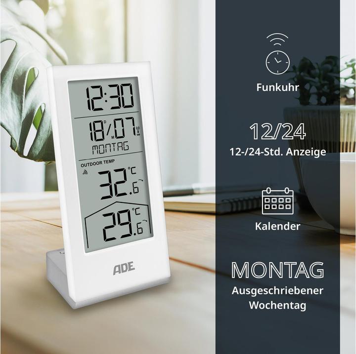 Actual product image ADE Wetterstation mit Funk-Aussensensor Weiss, Funktionen