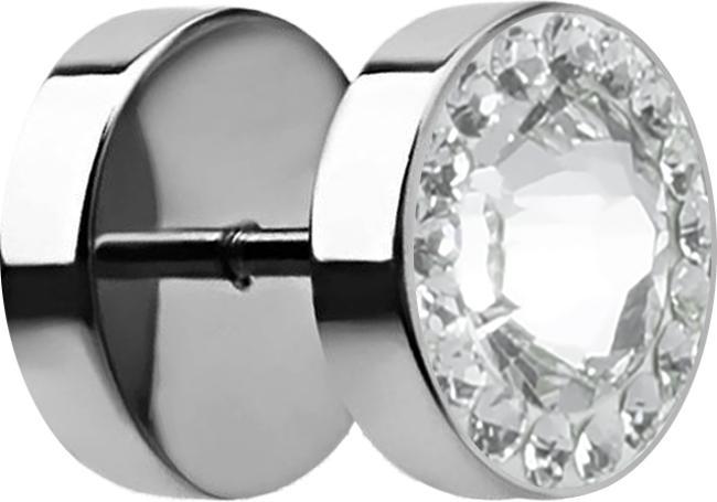 Produktbild Star Piercing Fake Plug mit kleinen und grossem Swarovski Kristall silber (Chirurgenstahl 316L)