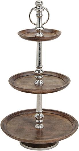 G. Wurm Etagere 3er Holz/Metall 54cm hoch, 16/23/30cm Ø