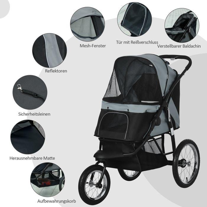 Immagine prodotto Swisshandel24 Passeggino per cani, passeggino per gatti con catarifrangenti, pieghevole con cestino portaoggetti (Cane, Gatto, Riflettori, Pieghevole)