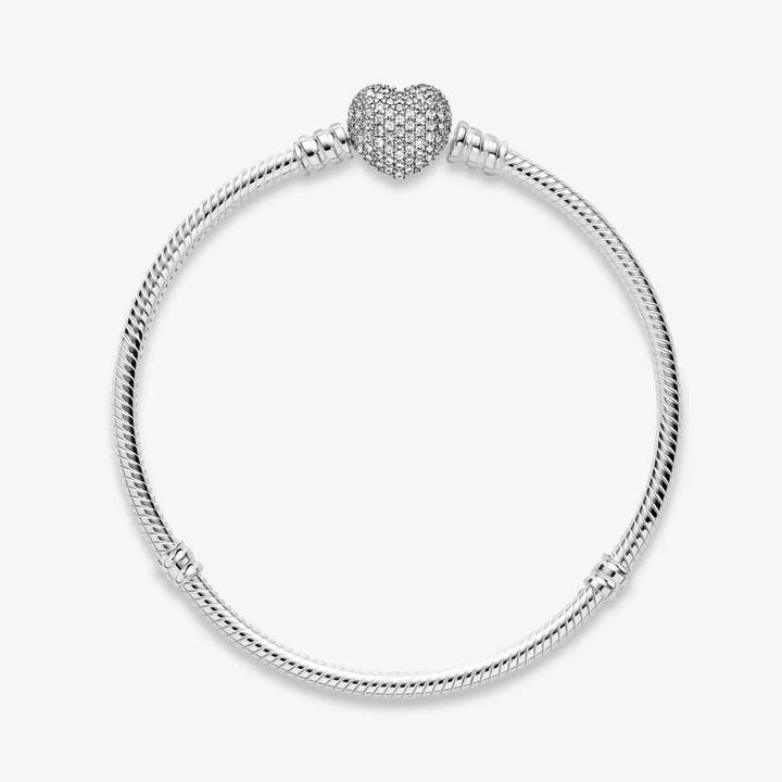 Image du produit Pandora Bracelet avec fermeture en forme de coeur (18 cm, Argent)