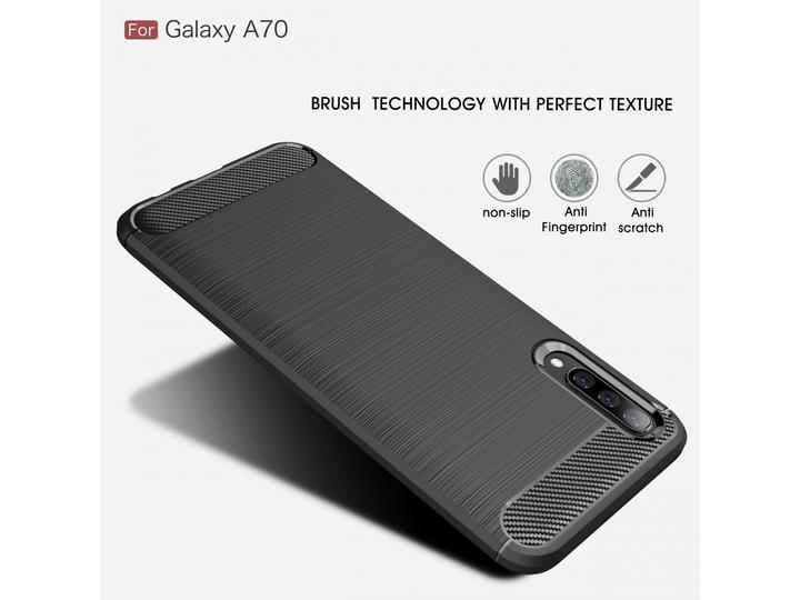 Actual product image Screenguard Samsung Galaxy A70 Cover Carbon Brushed Soft TPU (Samsung Galaxy A70)