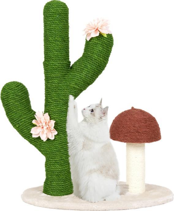 Actual product image Hermex Katzenkratzbaum Kaktus inklusive Pilz mit Sisal-Seil (72 cm, Green, Brown, Beige)