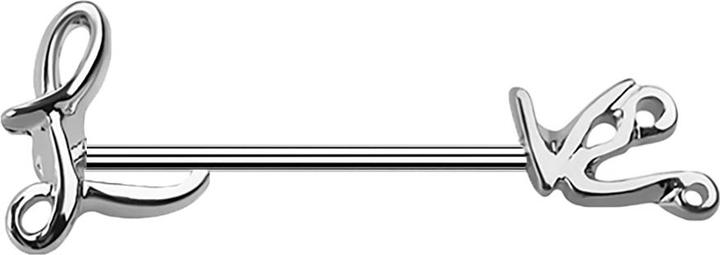 Actual product image Star Piercing Barbell silver Love (without brass, Surgical steel 316L)