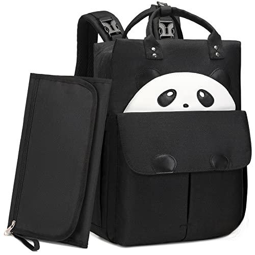 Produktbild Only-Bags.Store Baby Wickelrucksack Rucksack Schwarz - Elegant Panda Wickeltasche Grosse Kapazität mit