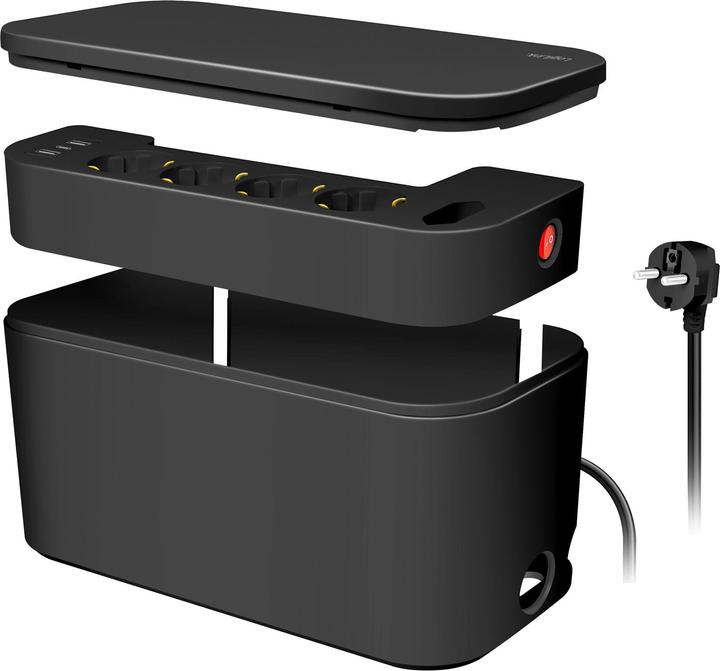 Kabelbox mit 5-fach-Steckdosenleiste Schuko
