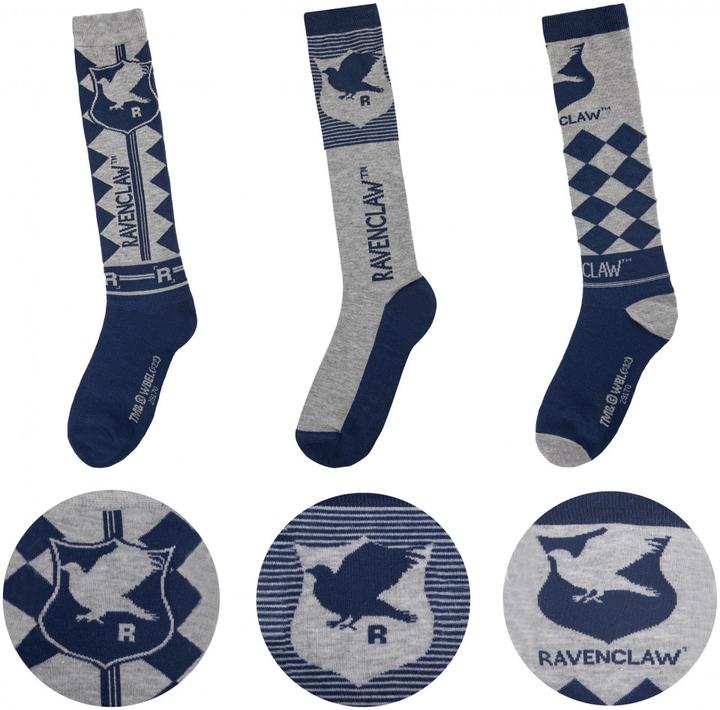 Produktbild Cinereplicas Set of 3 Ravenclaw knee high socks - Harry Potter CR1643 (3er Pack, 35 - 40)