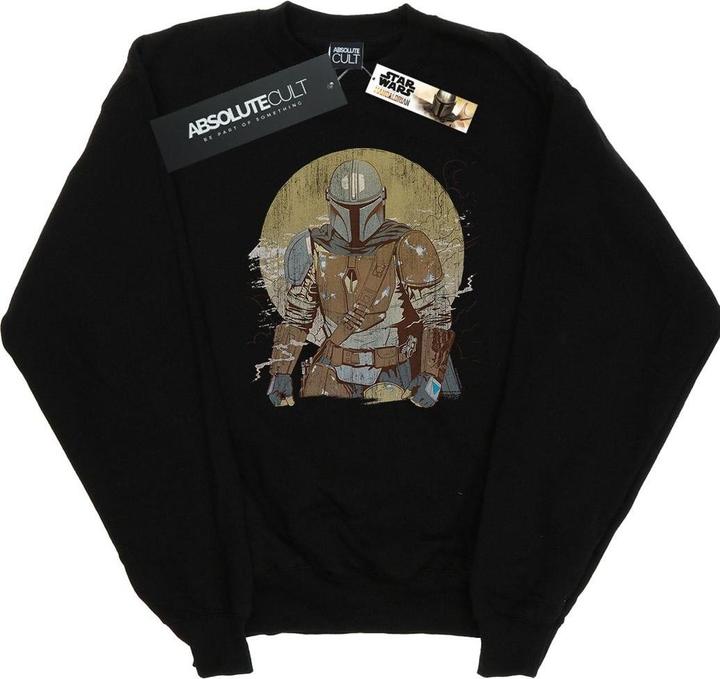 Actual product image Star Wars Mens The Mandalorian Distressed Warrior Sweatshirt (XXL)