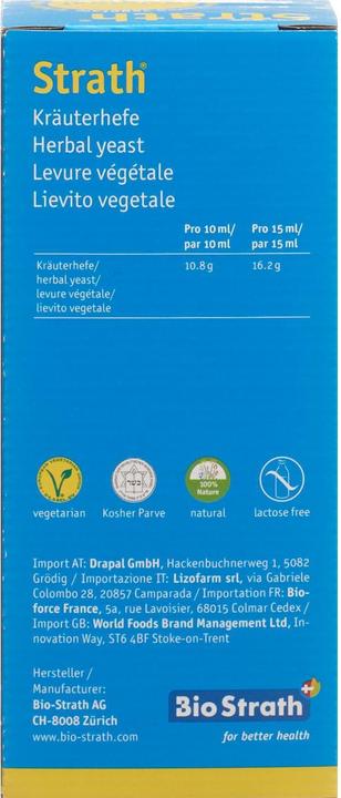 Nährwerte und Zutaten Strath Kräuterhefe (1 Stück, Flüssigkeit, 515 g)
