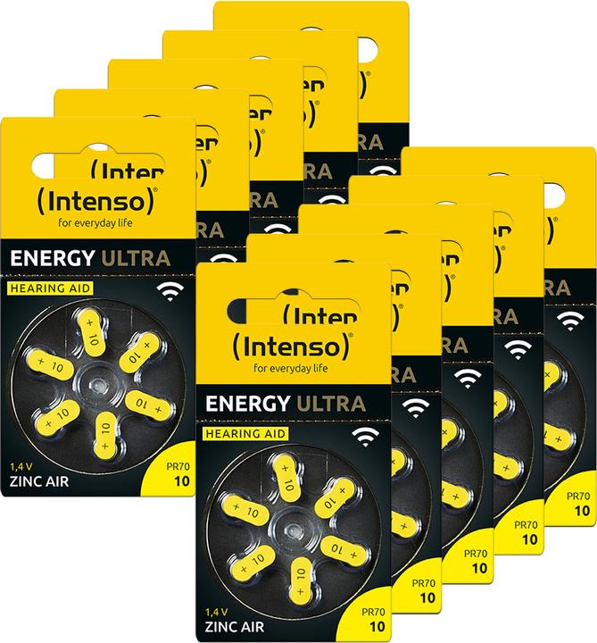Immagine prodotto Intenso Batterie per apparecchi acustici | Zinco-Aria A10 60 Pack (60 pz., A10, 86 mAh)