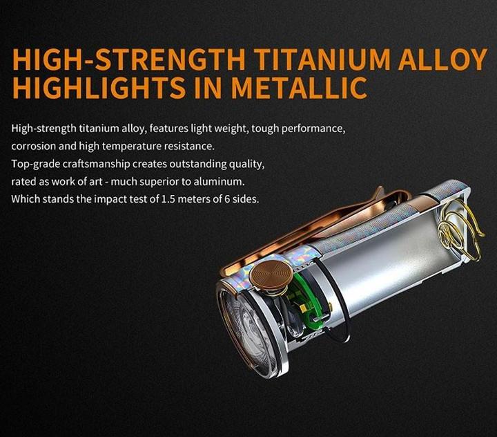 Immagine prodotto Fenix Torcia LED E16 Ti Titan con batteria agli ioni di litio e cavo di ricarica Micro-USB (5.10 cm, 650 lm)
