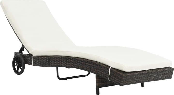 Actual product image VidaXL Sonnenliegen 2 Stk. mit Rollen und Auflagen Poly Rattan (60 cm)