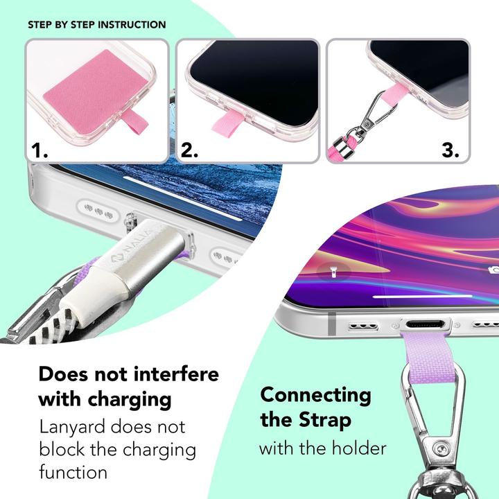 Actual product image Nalia Universal mobile phone necklace with pad