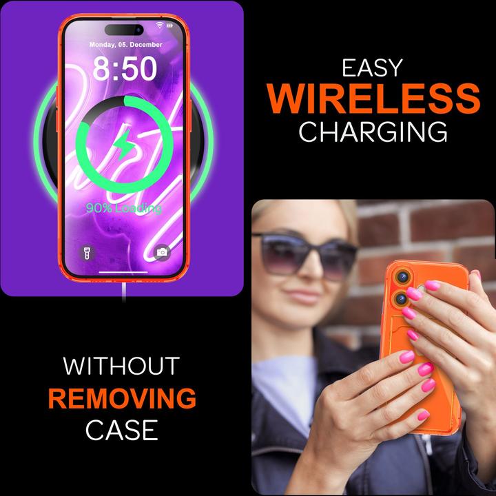 Produktbild Nalia Klar Transparente Neon Silikon Hülle Kartenhalter (Apple iPhone 16)