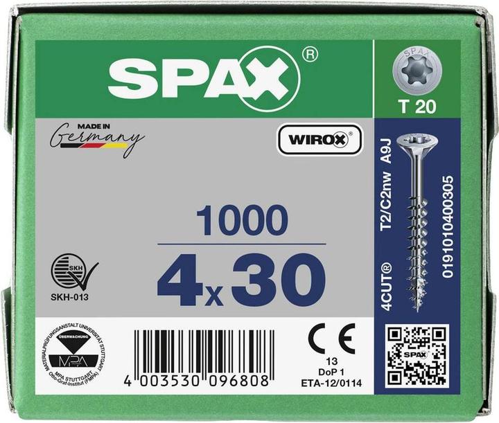 Actual product image Spax Chipboard screws SK T20 4,0x30 mm (1000 Screws per piece)