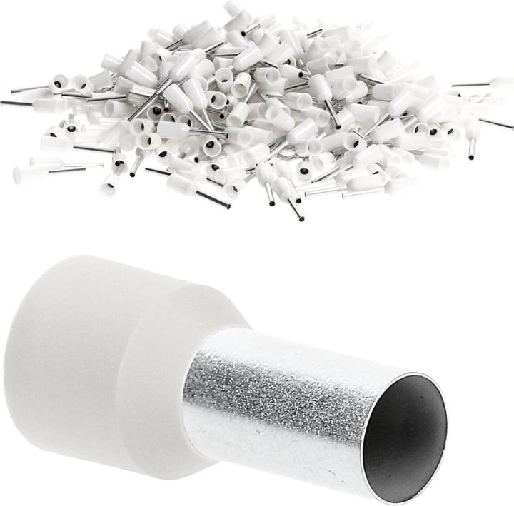 Actual product image Kalitec 500 pieces AE07506WS Wire end ferrules insulated 0.75mm² 6mm long white I Made in Germany I Industr