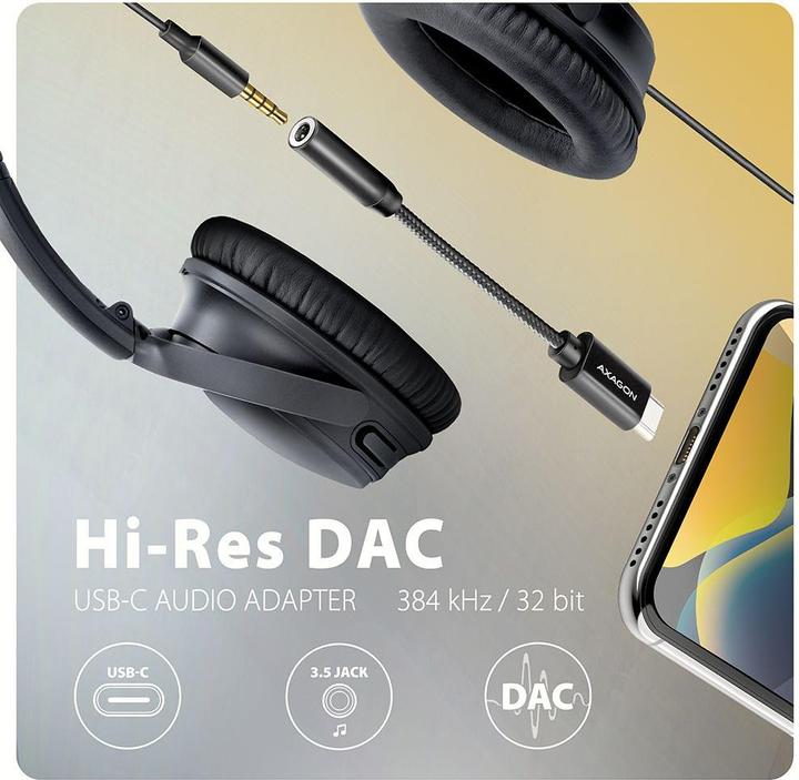 Immagine prodotto Axagon ADA-HC Adattatore audio Hi-Res USB-C - jack da 3,5 mm, 32 bit, 384 kHz (USB-C)