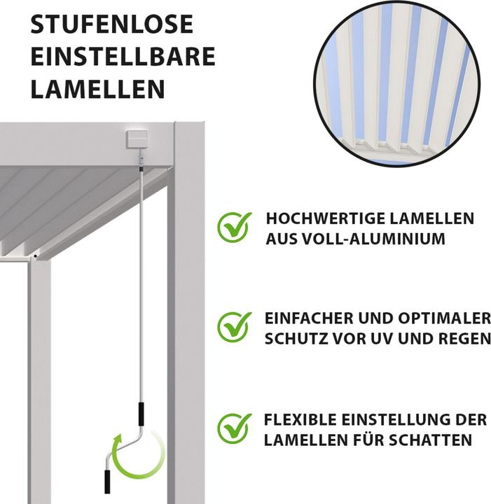 Immagine prodotto Weide Pergola Deluxe Plus 3,6x7,2m con tetto a doghe bianco (360 cm, 720 cm)
