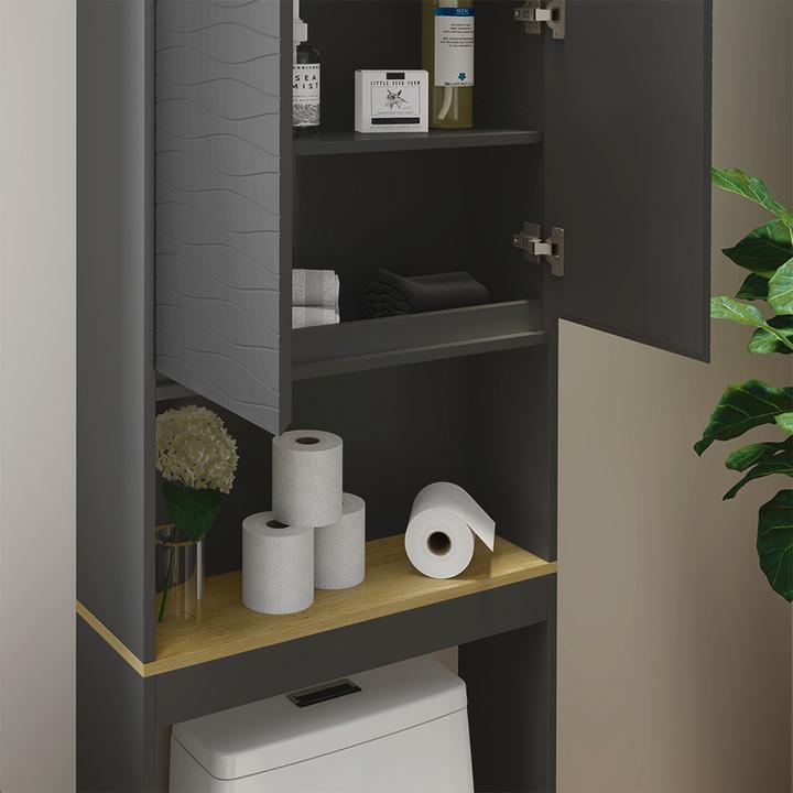 Immagine prodotto Vichy Toilettenschrank Livia, Anthrazit/Holz, 60 x 163 cm