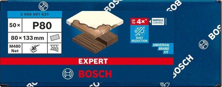 Immagine prodotto Bosch Professional Zubehör Accessori 2608901631 Rete di levigatura per levigatrice orbitale grana 80 (L x L) 133mm x 80mm 50pz. (80 wt)