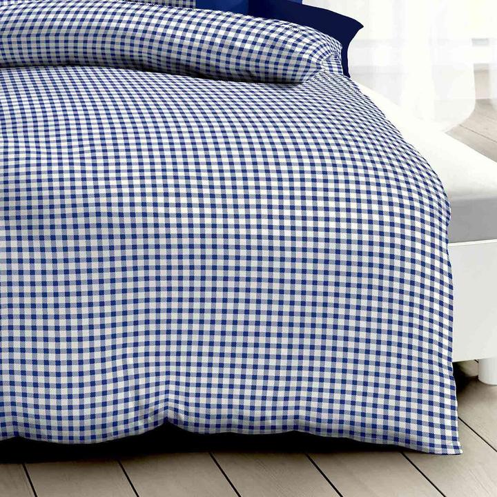 Produktbild Kaeppel Biber Bettwäsche Vichy Karo blau (Bettwäsche Set, 160 x 210 cm, 65 x 100 cm)