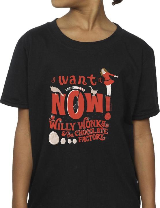 Actual product image Willy Wonka & the Chocolate Factory Girls Verruca Salt I Want It Now Cotton T-Shirt (104)