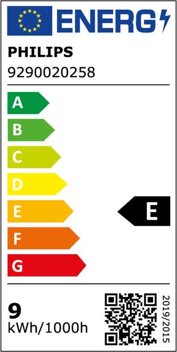 Energie-Label Philips LED-Lampe Standard E 8,5 W E27 1055 lm Ø 6 x 10,4 cm (4000 K) (E27, 8.50 W, 1055 lm, 1 x, E)