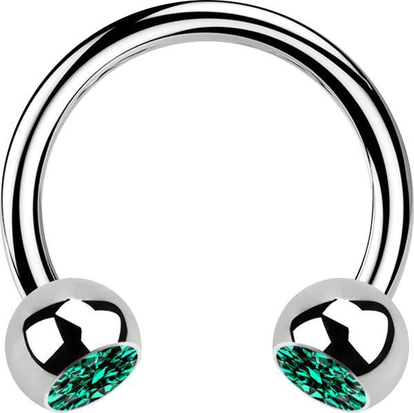 Actual product image Star Piercing Micro Circular Barbell silver with two turquoise crystal balls (without brass, Surgical steel 316L)