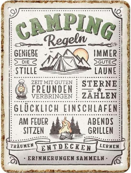 Produktbild Nostalgic-Art Merchandising Schild Camping-Regeln 15 x 20 cm, Metall (15 x 20 cm)