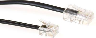 Produktbild Black 2 meter flat telephone cable with RJ11 and RJ45 connectors. Rj45-rj11 cable black 2.00m