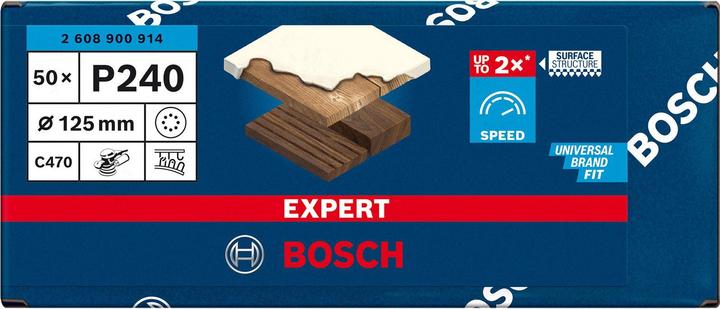 Actual product image Bosch Professional Zubehör Expert C470 Sandpaper with 8 holes for random orbital sander, 125 mm, G 240, 50 pcs. (240)
